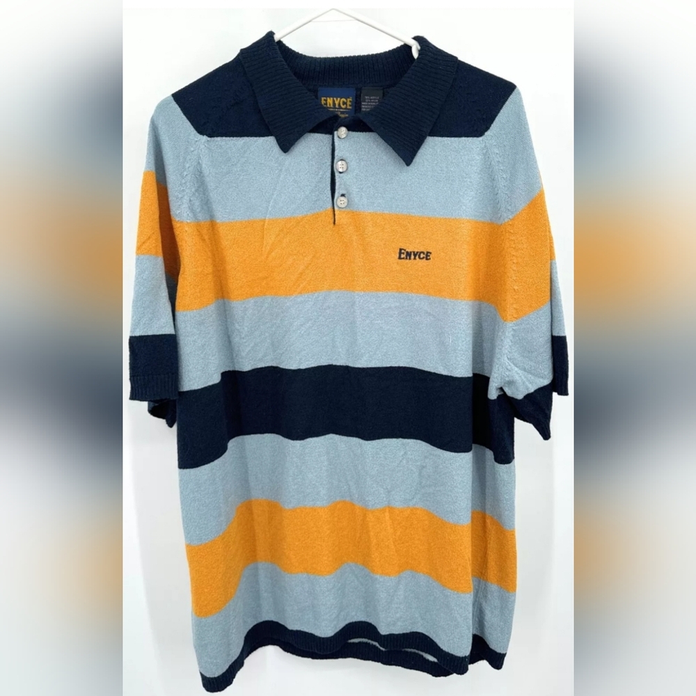 Enyce Men Size X Large Long Sleeve Multi-Colored Striped Long Sleeve Polo Shirt